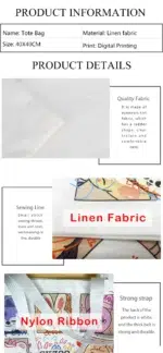 Floral Cat Pattern Tote Bag, Aesthetic Canvas School Shoulder Bag, Lightweight Grocery Shopping Bag - Image 5