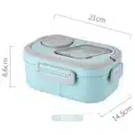 Eco Wheat Straw Bento Lunch Box with Handle – 3-Compartment Portable Meal Container (Microwave-Safe) - Image 9
