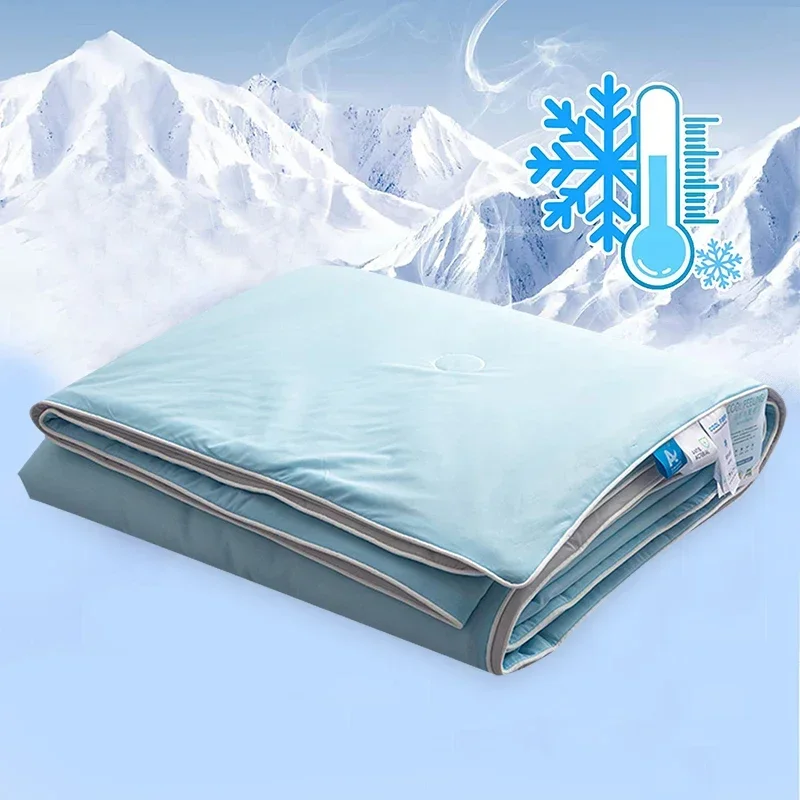 Saf9390ae6c2246c0bc745fa21cae81512.webp Air Condition Comforter for Summer Pure Color Ice Silk Cooling Blanket Lightweight and Smooth Twin/King Size Cold Quilt - Image 1