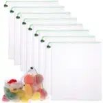 Reusable Produce Mesh Bags with Drawstring | 4 and 8 Pack Washable Vegetable Fruit and Grocery Storage Bags | Transparent Fridge and Shopping Organiser Bags - Image 8