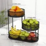 Stainless Steel Multi-layer Fruit Basket, Round Metal Storage Box, Elegant Display Rack for Living Room, Kitchen, Dining Table - Image 2
