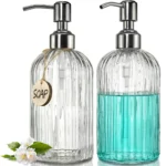 1pcs 400ml Glass Soap Dispenser Refillable Hand Soap Dispenser Premium Bathroom Soap Dispenser for Bathroom Kitchen Decor