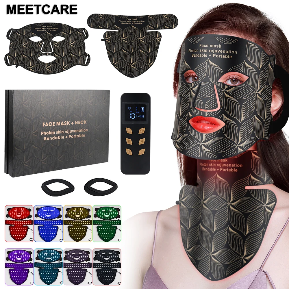 Sb73c87137fe14d77bad73689df209713E.webp LED 8 Colors Face Mask and Neck Red Light Near Infrared Therapy Anti Aging Wrinkle Acne Pore Oil Control Skin Tighten Whiten - Image 1