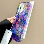 Retro Oil Painting Floral Phone Case for iPhone 16 15 14 13 Pro Max | Korean Aesthetic Sequin Glitter Shockproof Protective Cover | Cute Flower Bling Girls Phone Case - Image 6