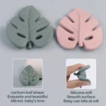TYRY.HU 1PC Silicone Teether Baby Cartoon Leaf Shape Food Grade Silicone Teething Rattle for Newborn Care Infant Molar Toy - Image 2
