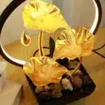 Tabletop Water Fountain USB Powered Relaxation Desktop Waterfall Fountain With Natural Rocks And LED Ring Lights For Home Decor - Image 3