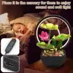 Tabletop Water Fountain USB Powered Relaxation Desktop Waterfall Fountain With Natural Rocks And LED Ring Lights For Home Decor - Image 2