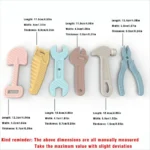 6pcs Hammer spanner pliers tool teether boilable soft silicone baby baby biting gum music teething stick anti-eating hand