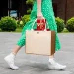 DIY Blank Canvas Tote Bag for Painting and Crafts | Large Plain Burlap-Style Reusable Shopping Bag | Eco-Friendly Handheld Craft Bag for Women - Image 18