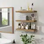 Wooden Floating Wall Shelf Art Storage Rack Rustic Wood Shelves Wall Hanging Shelf Bedroom Home Decorations Wall Mounted Modern - Image 5