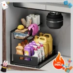 Double-Layer Sliding Sink Under-Sink Shelf for Home Use Pull-Out Cabinet Storage Rack for Kitchen and Bathroom Storage