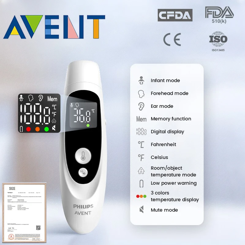 Sc8efe93e5d4b4122b016710b263c957cA.webp Philips Avent IR105 Infrared Fever Thermometer Forehead And Ear Thermometer Fever Warning Non-contact Medical Digital Thermomete - Image 1