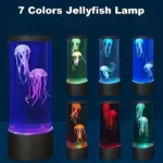 Jellyfish Lava Lamp Aquarium Ocean Night Lights 7 Colors LED Jellyfish Mood Lights With Four Home Bedroom Desktop Decoration Gif - Image 2