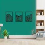 3-Piece Metal Wall Art Set | Modern Mountain Landscape Square Hollow Design | Decorative Wall Decor for Living Room Bedroom and Home | Lightweight Easy Hang Wall Mount - Image 4