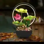 Tabletop Water Fountain with LED Ring Light | USB Powered Desktop Waterfall Fountain with Natural Rocks | Indoor Relaxation Meditation Fountain for Home and Office Decor - Image 4