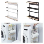 Magnetic Fridge Shelf Organiser with Hook | Moveable Space-Saving Refrigerator Side Rack | Multi-Function Magnetic Spice Rack and Kitchen Storage Holder for Fridge - Image 4