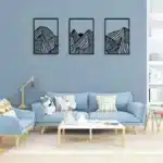 3-Piece Metal Wall Art Set | Modern Mountain Landscape Square Hollow Design | Decorative Wall Decor for Living Room Bedroom and Home | Lightweight Easy Hang Wall Mount - Image 5