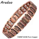 ARADOO Men's Pure Copper Bracelet 3500 Gauss 3X Strongth Magnetic Therapy Link Bracelets - Image 7