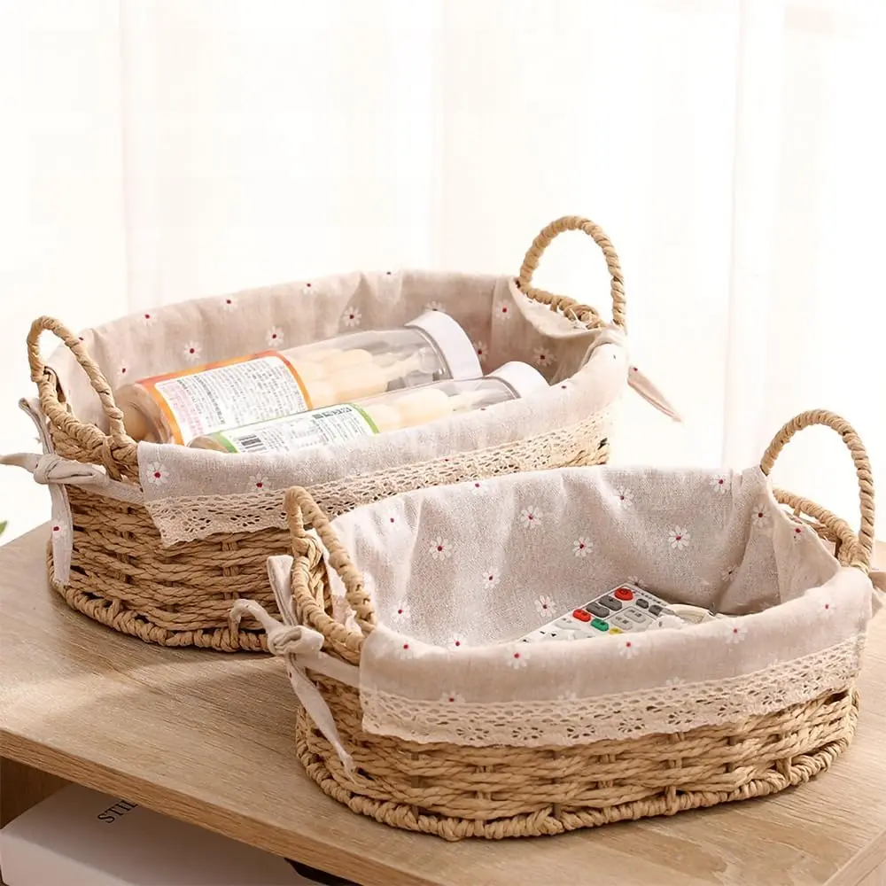 Sd1b64d285cfb459b8b4323e87625c06bs.webp Wicker Storage Baskets for Shelves Organizing Decorative Natural Paper Rope Woven Serving Baskets Trays with Handle Liner - Image 1