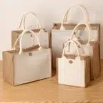 DIY Blank Canvas Tote Bag for Painting and Crafts | Large Plain Burlap-Style Reusable Shopping Bag | Eco-Friendly Handheld Craft Bag for Women