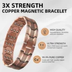 ARADOO Men's Pure Copper Bracelet 3500 Gauss 3X Strongth Magnetic Therapy Link Bracelets - Image 3