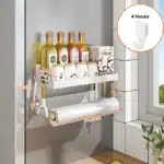 2 Layer Magnetic Refrigerator Shelf Organiser | Wall Mounted Metal Fridge Side Storage Rack | Kitchen Seasoning Bag and Spice Organiser for Fridge and Kitchen Wall - Image 7