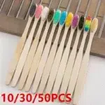 10/30/50 Pack Natural Bamboo Toothbrushes eco friendly Family Hotel  Charcoal Bamboo Wood Teethbrush for Adults Kids Child