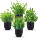Fake Plants 4 Packs Artificial Plants Small Faux Plants Black Bathroom Accessories for Bathroom Home Office Table Decor Indoor