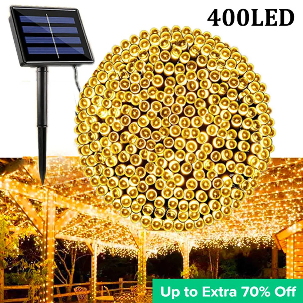Sdeb907de62b744368d3fa59273c26840T.webp Solar String Lights Outdoor Waterproof Solar Fairy Lights 8 Modes LED String Lights for Garden Patio Wedding Decorations - Image 1