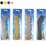6-Pack Reusable Stainless Steel Straws Set (304 Food-Grade) – Straight + Bent with Cleaning Brush & Travel Case - Image 2