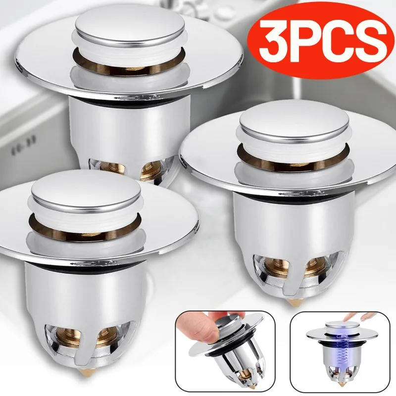 Se53852f9d9cd46feaf170c92165dfa5ce.webp 3/1PCS Universal Basin Drain Filter Copper Pop-Up Bounce Core Hair Catcher Bath Stopper Kitchen Bathroom Sink Bathtub Accessory - Image 1