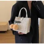 Retro Braided Jute Tote Bag – Large Capacity Beach & Grocery Bag, Women’s Boho Handbag & Lunch Tote - Image 4