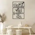Metal Wall Art: 3Pcs Peach Blossom for Decor" Adorn your walls for Christmas and beyond. - Image 4