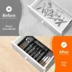 Expandable Cutlery Drawer Organiser 33-57cm | 8 Compartment Utensil Tray | Kitchen Drawer Organiser for Spoons Forks Knives Storage - Image 5