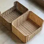Imitation Rattan Drawer Basket  Study  Office Book and Document Storage Basket  Cabinet Sorting Basket - Image 2