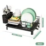 Metal Dish Draining Rack with Drain Tray and Drip Line | Cup Holder and Cutlery Holder Kitchen Countertop Storage Rack | All-in-One Drying Rack Organiser for Kitchen Sink - Image 3