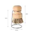 Natural Wooden Pot and Bowl Brush Set with Draining Stand | Eco-Friendly Sisal and Coconut Palm Plant Fibre Kitchen Scrub Brush | Zero Waste Dish Cleaning Tool - Image 7