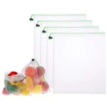 Reusable Produce Mesh Bags with Drawstring | 4 and 8 Pack Washable Vegetable Fruit and Grocery Storage Bags | Transparent Fridge and Shopping Organiser Bags - Image 7