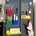 1/4pc Magnetic Storage Box Refrigerator Entrance Door Shelf Organizer Building Block Wall Mounted Rack Home Kitchen Decor Holder - Image 3