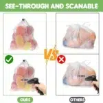 Reusable Produce Mesh Bags with Drawstring | 4 and 8 Pack Washable Vegetable Fruit and Grocery Storage Bags | Transparent Fridge and Shopping Organiser Bags - Image 4