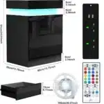 3-Drawer Wooden Nightstand with Charging Station | Bluetooth Light, UK Plug, 2AC+2USB Power Outlet for Bedroom & Living Room - Image 8