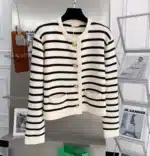 Women’s Stripe Knitted Cardigan – O-Neck Single Breasted Long Sleeve Crop Top, Casual Chic Sweater for Spring & Autumn - Image 5