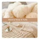 Soft Fluffy Throw Blanket for Bed 250GSM Warm Coral Fleece Striped Blanket for Winter Nap and Sleep - Image 2
