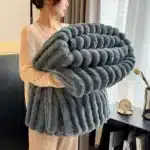 Soft Fluffy Throw Blanket for Bed 250GSM Warm Coral Fleece Striped Blanket for Winter Nap and Sleep - Image 7