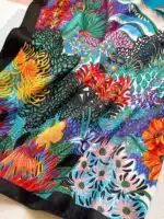 Luxury Square Silk Scarf – Women’s Satin Print Hijab, Shawl, Bandana, and Headband, 90x90cm - Image 6
