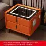Modern Smart Bedside Table with Charging | USB LED Nightstand & Mini Locker Glass Cabinet for Bedroom - Image 5