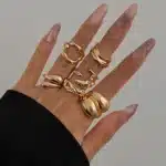 6Pcs Vintage Irregular Geometric Rings Set – Gold & Silver Open Rings for Women, Men, and Couples, Goth Punk Jewelry - Image 3