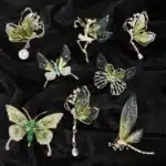 Dragonfly & Butterfly Rhinestone Brooch – Imitation Pearl Pin for Women, Girls, Party Jewelry