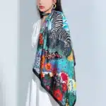 Luxury Square Silk Scarf – Women’s Satin Print Hijab, Shawl, Bandana, and Headband, 90x90cm