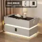Nordic Decor Nightstand | LED Smart Storage Charging Speaker with 2 Drawers – Modern Pine Wood Bedside Table - Image 9